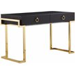 Pemberly Row Stainless Steel Desk in Black Ash Veneer & Gold