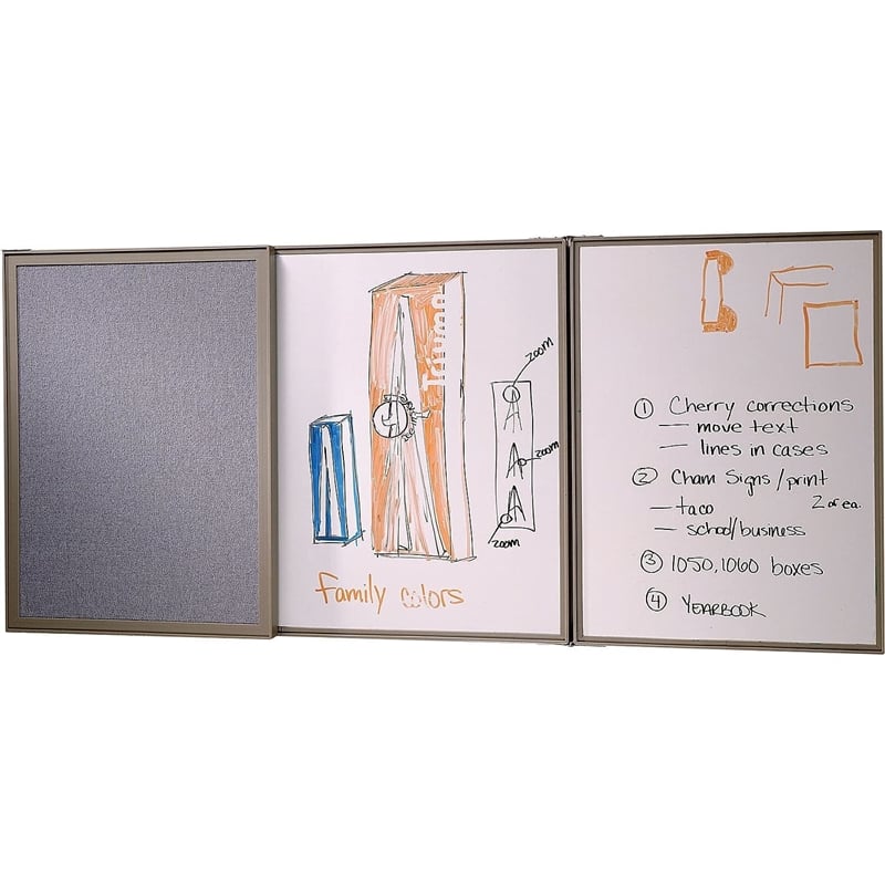 Pemberly Row Fabric PC Multi Board Cabinet with Whiteboard in Gray