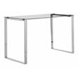 Pemberly Row Modern Polished Steel Metal & Tempered Glass Desk in Silver