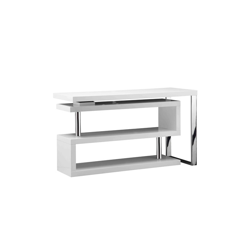 Pemberly Row Multi-Position Lacquer & Steel Metal Desk in White