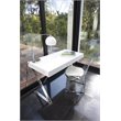 Pemberly Row Modern Gloss Lacquer & High Polished Steel Metal Desk in White