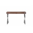 Pemberly Row Modern Wood Veneer & High Polished Steel Desk in Walnut