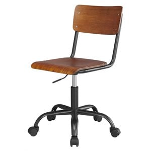 Pemberly Row Contemporary 20&quot Metal Office Chair in Walnut / Gunmetal