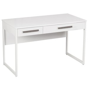 Pemberly Row 29.5&quotH 2-Drawer Modern Wood Writing Desk in White