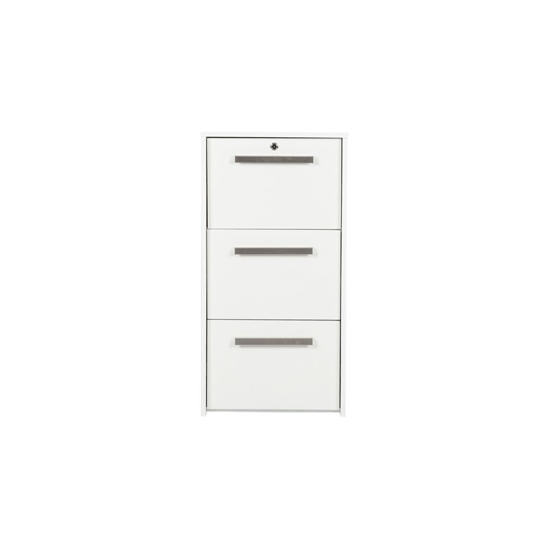 Pemberly Row 3-Drawer Modern Wood Lateral File Cabinet in White