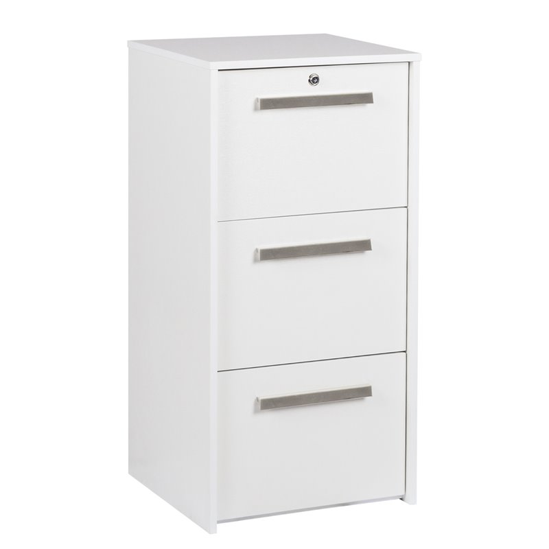 Pemberly Row 3-Drawer Modern Wood Lateral File Cabinet in White