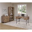 Pemberly Row 5-Drawer Transitional Wood Writing Desk in Rustic Oak