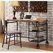Pemberly Row Metal Writing Desk with Casters in Antique Black