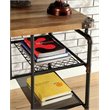 Pemberly Row Metal Writing Desk with Casters in Antique Black
