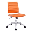 Pemberly Row Modern Vinyl Armless Mid Back Office Chair in Orange