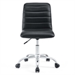 Pemberly Row Modern Vinyl Armless Mid Back Office Chair in Black