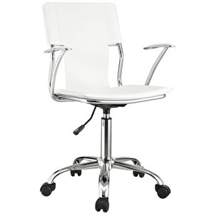 Pemberly Row Modern Style Vinyl and Steel Office Chair in White