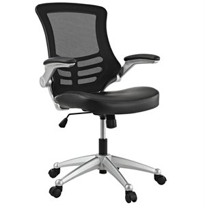 Pemberly Row Modern Style Vinyl Office Chair in Black Finish