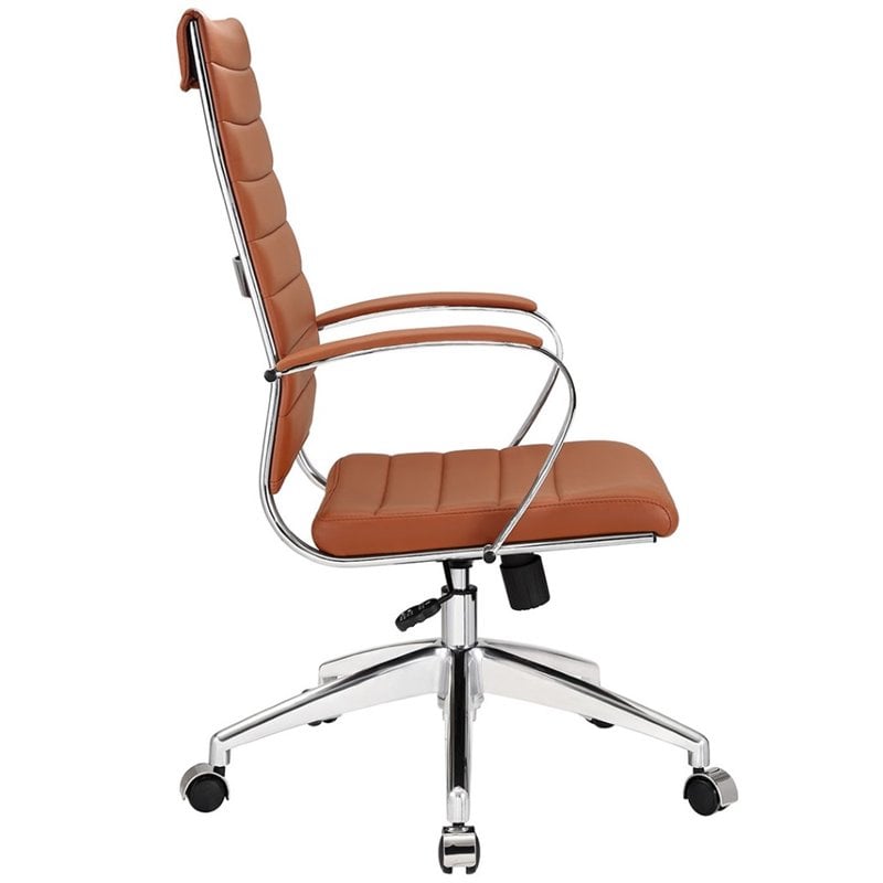 Pemberly Row Modern Style Vinyl and Aluminum Highback Office Chair in Terracotta