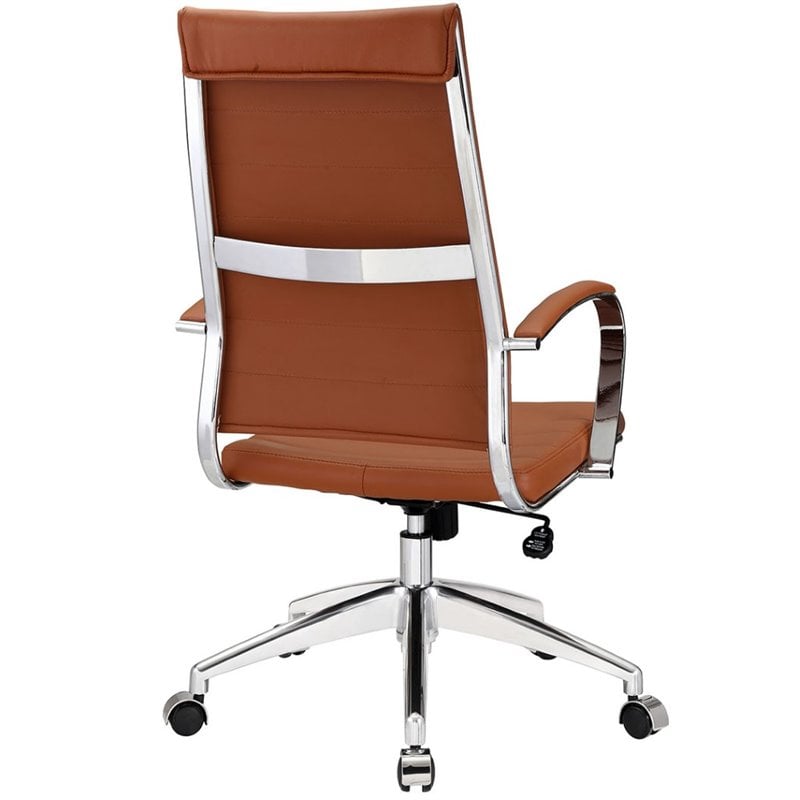 Pemberly Row Modern Style Vinyl and Aluminum Highback Office Chair in Terracotta