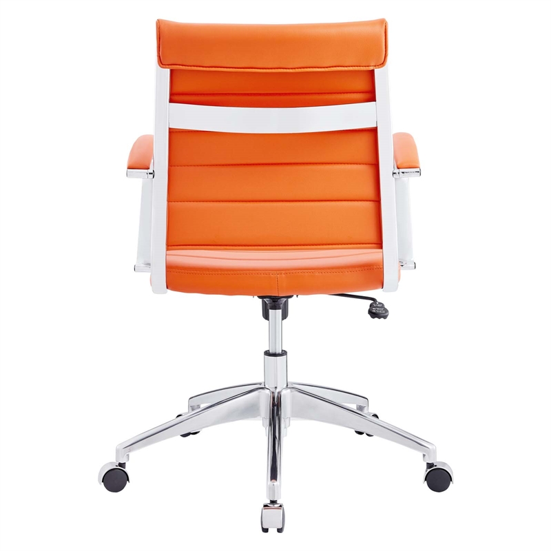 Pemberly Row Modern Mid Back Vinyl & Aluminum Office Chair in Orange/Chrome