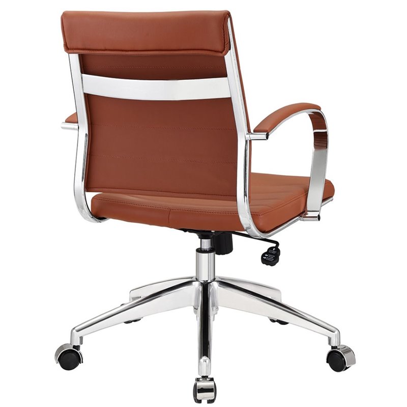 Pemberly Row Modern Mid Back Vinyl & Aluminum Office Chair in Terracotta/Chrome