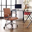 Pemberly Row Modern Mid Back Vinyl & Aluminum Office Chair in Terracotta/Chrome