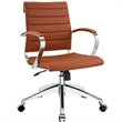 Pemberly Row Modern Mid Back Vinyl & Aluminum Office Chair in Terracotta/Chrome