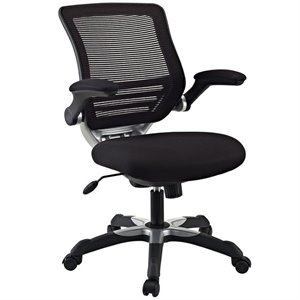 Pemberly Row Modern Style Mesh Fabric Office Chair in Black Finish