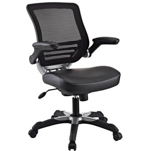 Pemberly Row Modern Style Leatherette Office Chair - Black Finish