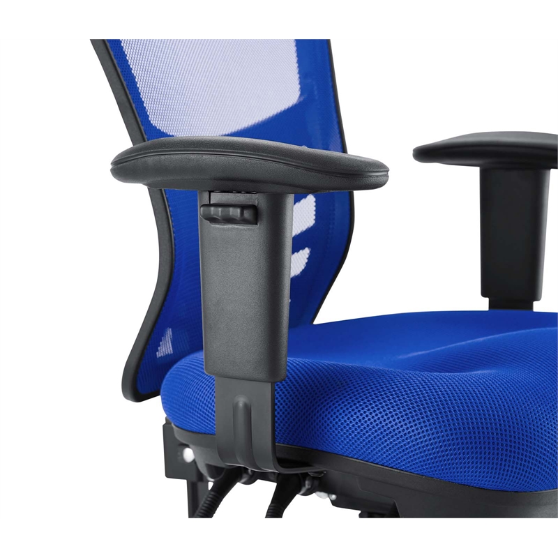 Pemberly Row Modern Mesh and Fabric Office Chair in Blue Finish