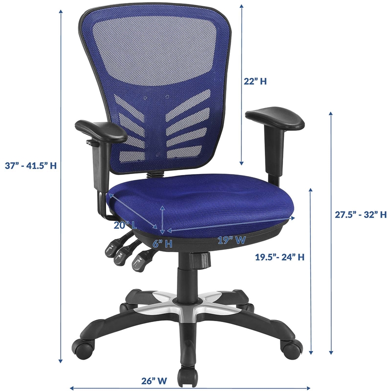 Pemberly Row Modern Mesh and Fabric Office Chair in Blue Finish