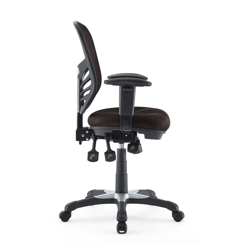 Pemberly Row Modern Mesh and Fabric Office Chair in Brown Finish