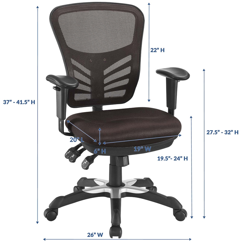 Pemberly Row Modern Mesh and Fabric Office Chair in Brown Finish