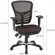 Pemberly Row Modern Mesh and Fabric Office Chair in Brown Finish