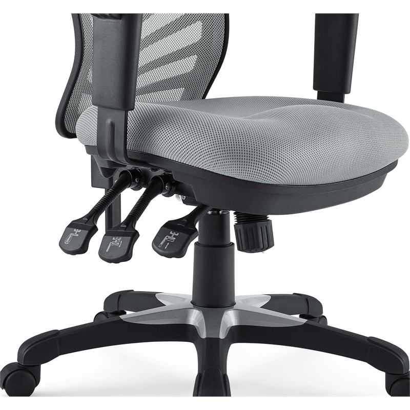 Pemberly Row Modern Mesh and Fabric Office Chair in Gray Finish