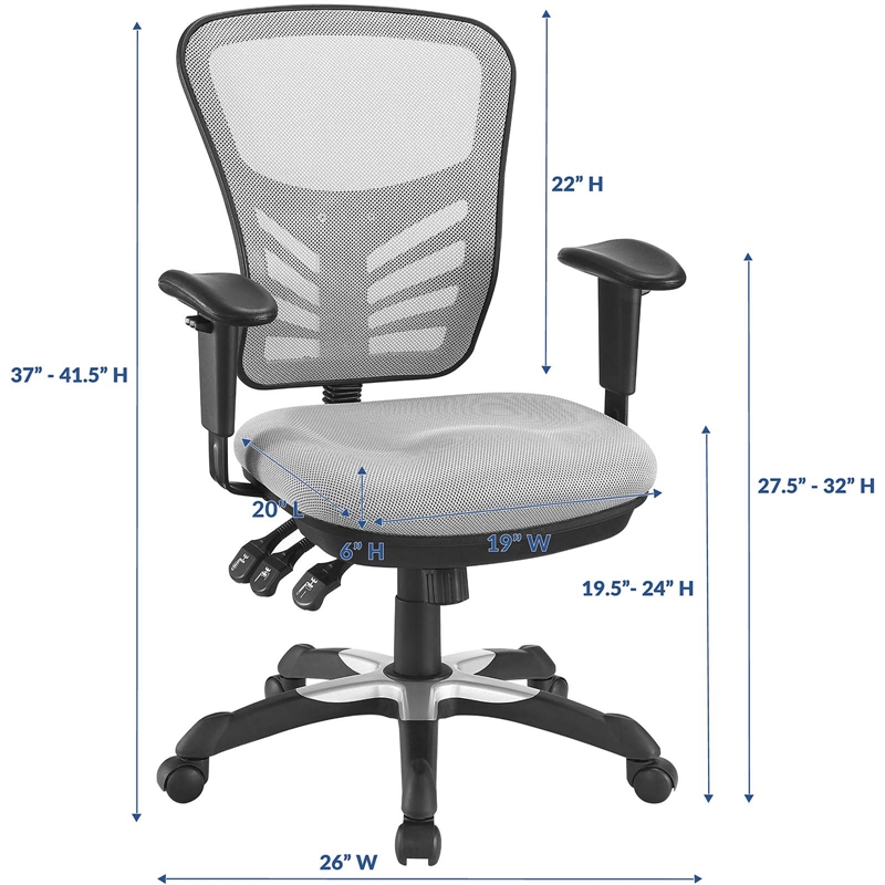 Pemberly Row Modern Mesh and Fabric Office Chair in Gray Finish