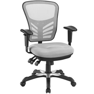 Pemberly Row Modern Mesh and Fabric Office Chair in Gray Finish