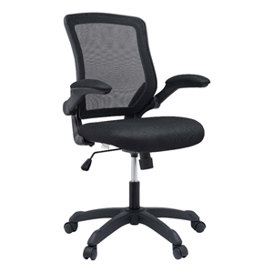 Pemberly Row Modern Style Mesh Fabric Office Chair in Black Finish