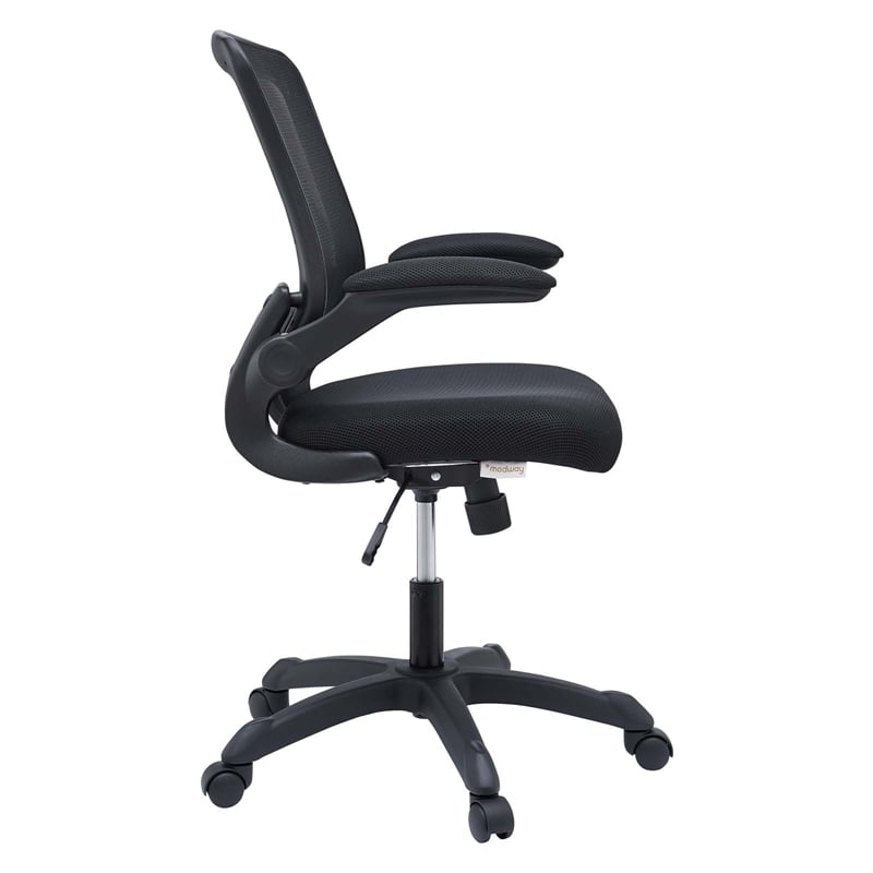 Pemberly Row Modern Style Mesh Fabric Office Chair in Black Finish
