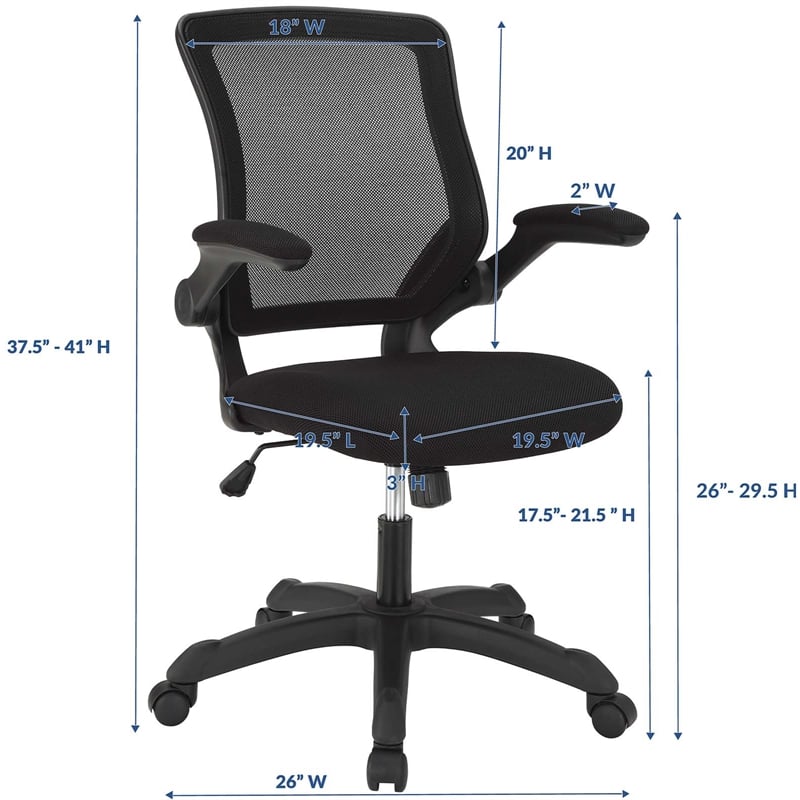 Pemberly Row Modern Style Mesh Fabric Office Chair in Black Finish