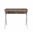 Pemberly Row 2-Drawer Wooden Home Office Desk in Weathered Oak and Chrome