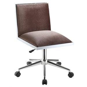 Pemberly Row Contemporary Fabric Ergonomic Armless Office Chair in Brown