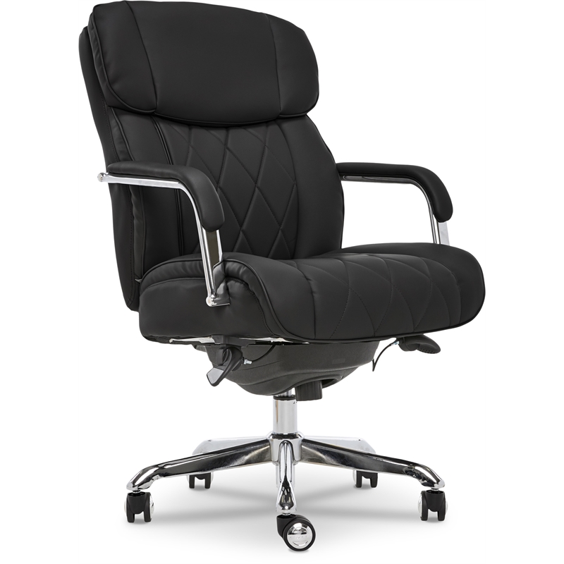 Pemberly Row Contemporary Office Chair with Padded Arms Jet Black