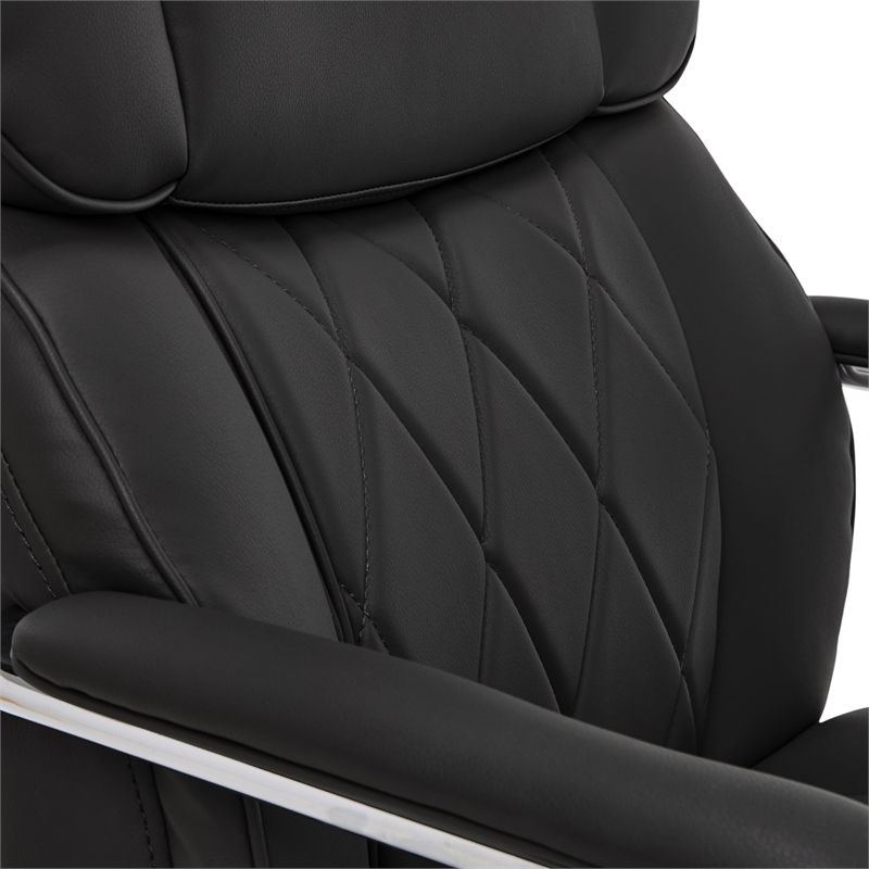Pemberly Row Contemporary Office Chair with Padded Arms Jet Black