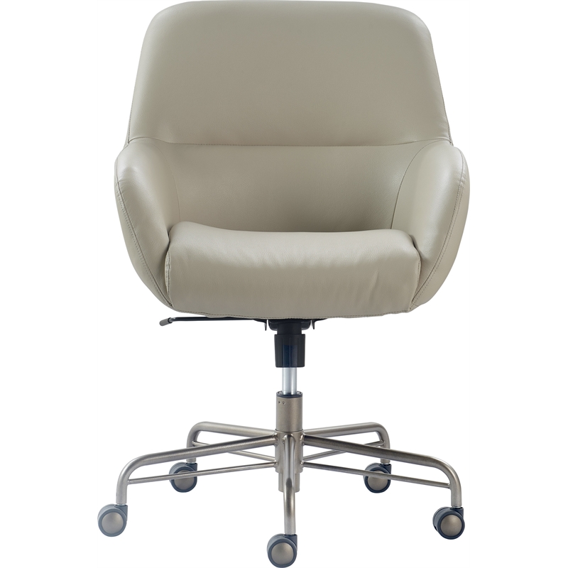 Pemberly Row Modern / Contemporary Leather Office Chair Cream