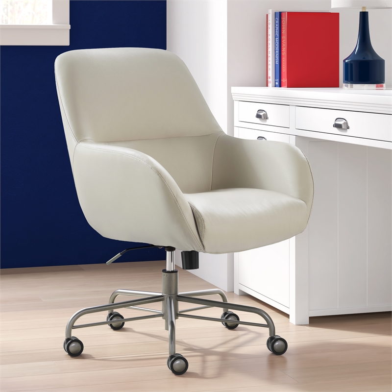 Pemberly Row Modern / Contemporary Leather Office Chair Cream
