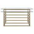 Pemberly Row Glass Rectangular Top 1-Shelf Desk in Antique Gold and Clear