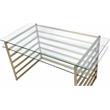 Pemberly Row Glass Rectangular Top 1-Shelf Desk in Antique Gold and Clear