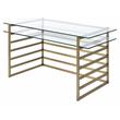 Pemberly Row Glass Rectangular Top 1-Shelf Desk in Antique Gold and Clear