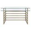Pemberly Row Glass Rectangular Top 1-Shelf Desk in Antique Gold and Clear