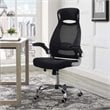 Pemberly Row Ergonomic Adjustable Swivel Mesh Fabric Office Chair in Black
