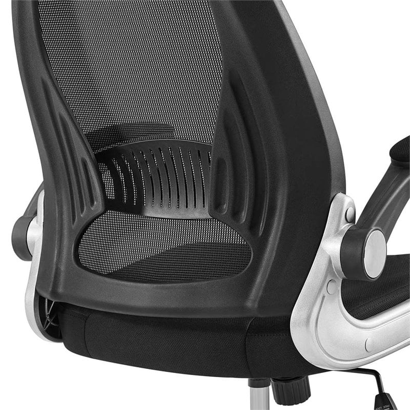Pemberly Row Ergonomic Adjustable Swivel Mesh Fabric Office Chair in Black