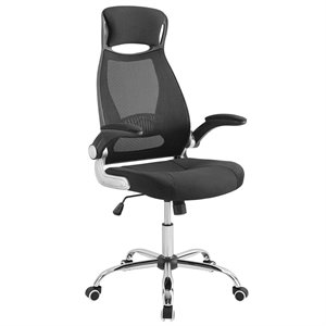 Pemberly Row Ergonomic Adjustable Swivel Mesh Fabric Office Chair in Black