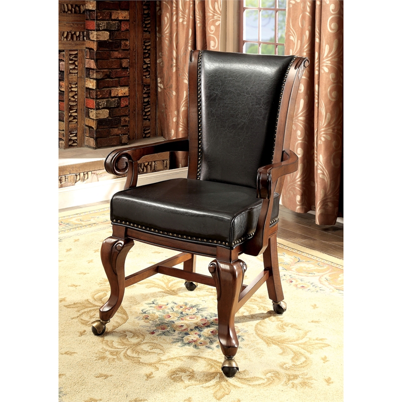 Pemberly Row Contemporary Faux Leather Gaming Chair in Cherry (Set of 2)
